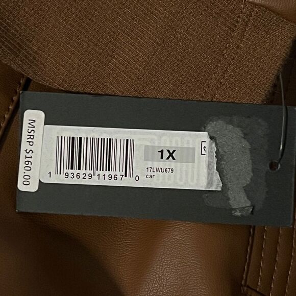 Kenneth Cole Womens Plus Size Faux-Leather Jacket Caramel Brown 1X NWT - Picture 8 of 8